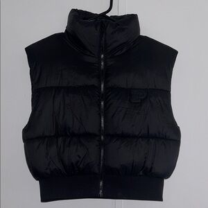 PINK Black Quilted Puffer Vest- Small